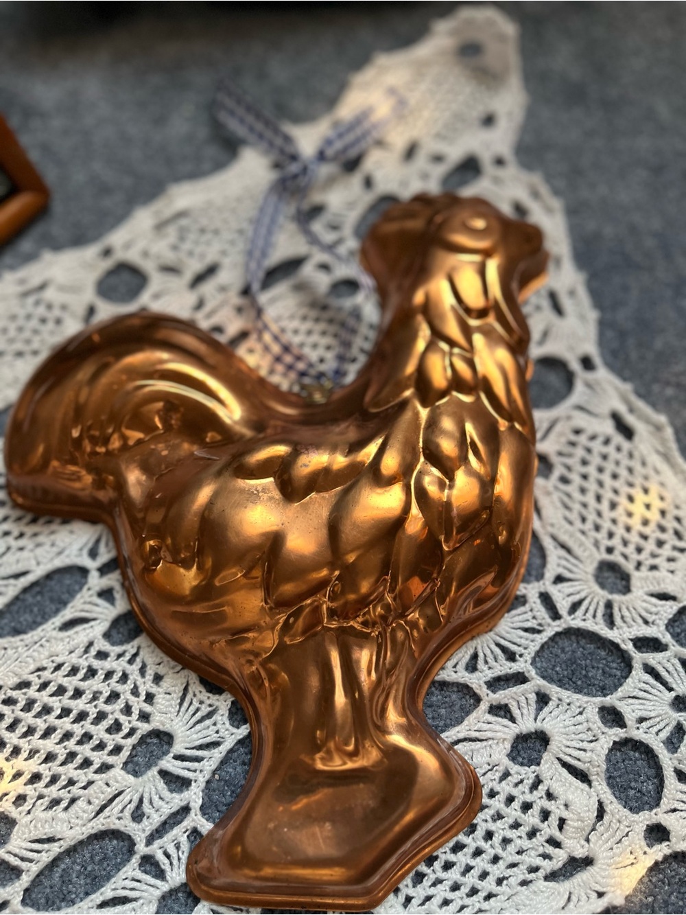 Vintage Copper Rooster Mold - Decorative Kitchen Accent from Portugal
